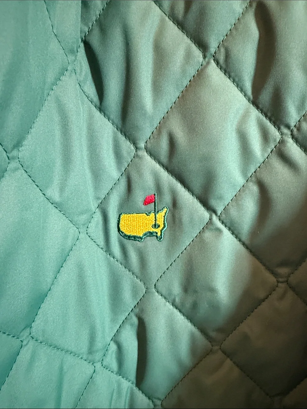2026 Masters Green Quilted Jacket with Embroidered Yellow Logo - Picture 3 of 6